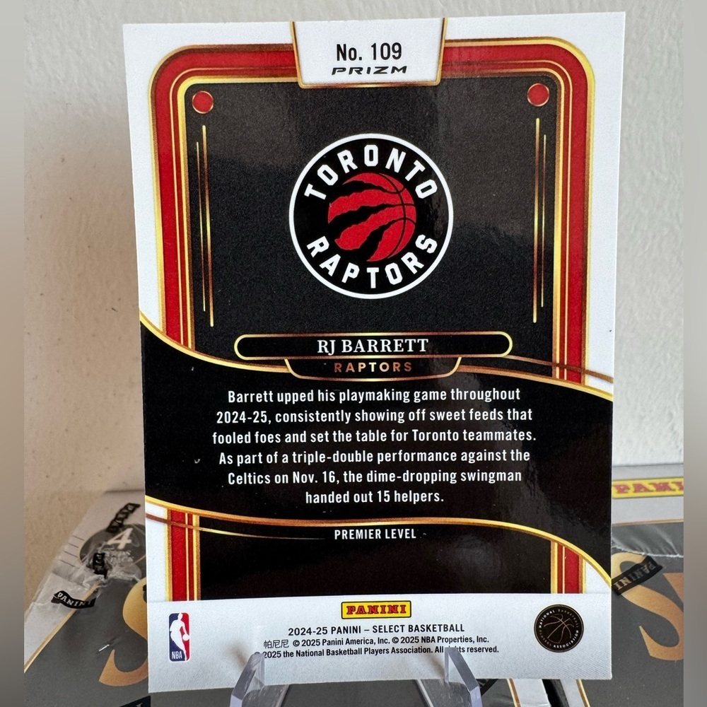 2024-25 Rj Barrett Orange Prizm Hologram Panini Select Card Mint condition - Picture 2 of 2
